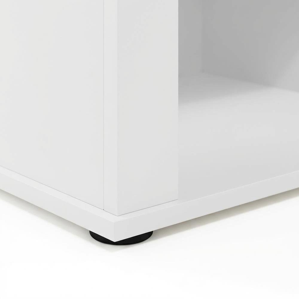 Solid White TV Stand with Fireplace and Wood Construction for Living Room. Picture 6