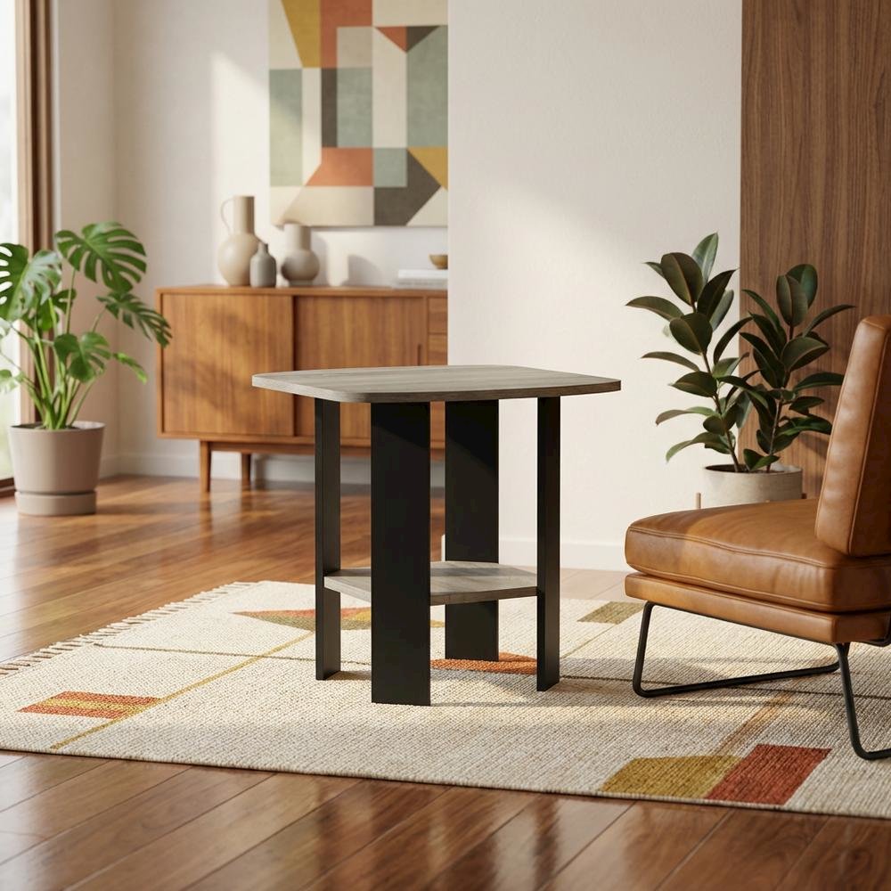 Grey Oak and Black Finish Side End Table for Living Room. Picture 2