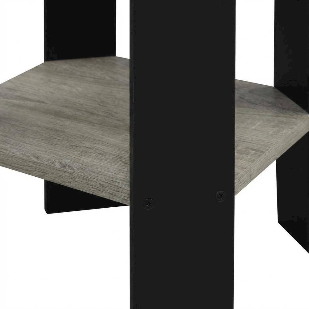 Grey Oak and Black Finish Side End Table for Living Room. Picture 6