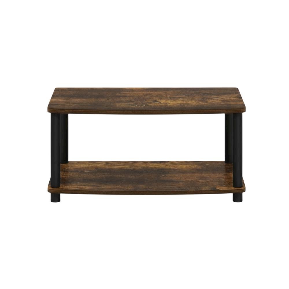 Wooden TV stand, Amber Pine, black finish, no tools required, 2-tier design. Picture 4