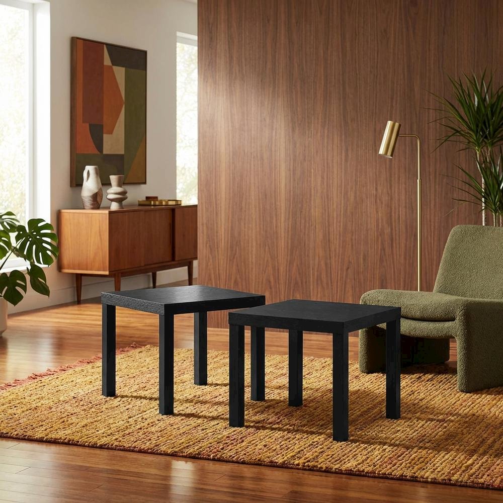 Black, Side Table, Quality Build, Durable Wood Frame. Picture 3