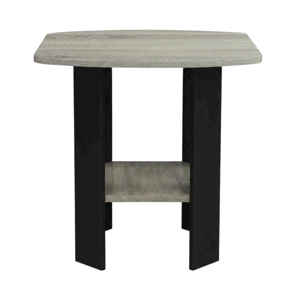 Grey Oak and Black Finish Side End Table for Living Room. Picture 4