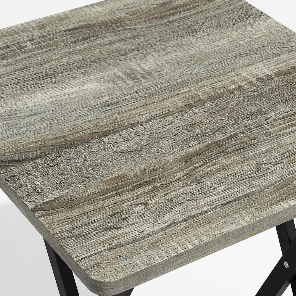 Grey Oak and Black Finish End Table with Modern Design. Picture 5