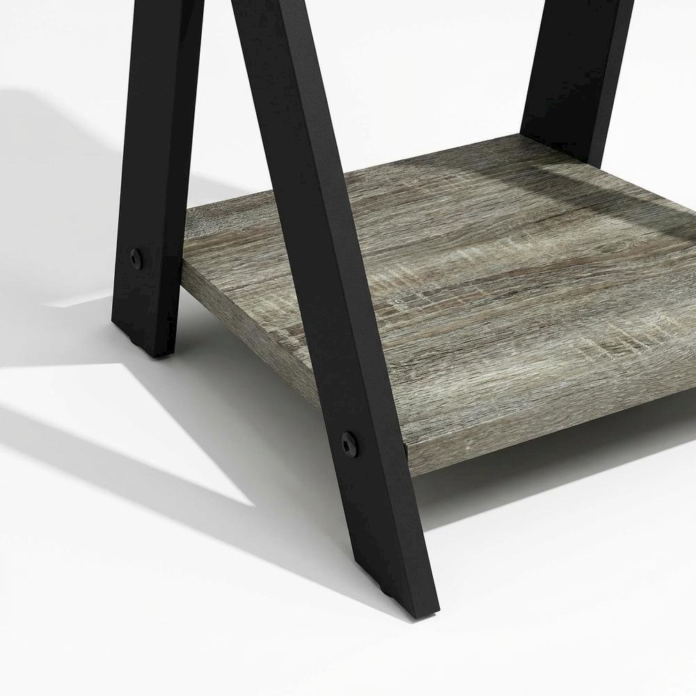 Grey Oak and Black Finish End Table with Modern Design. Picture 6