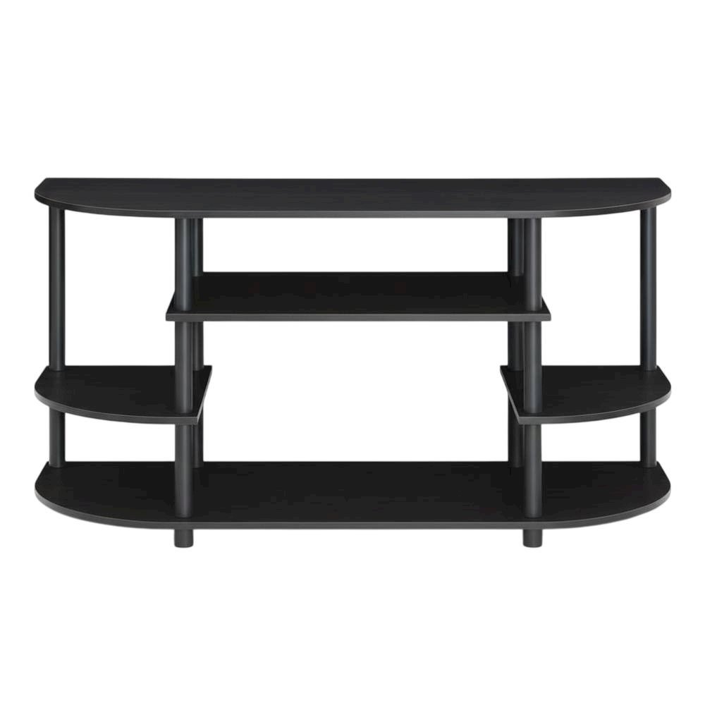 Black corner TV stand, simple design, composite wood, PVC construction. Picture 4