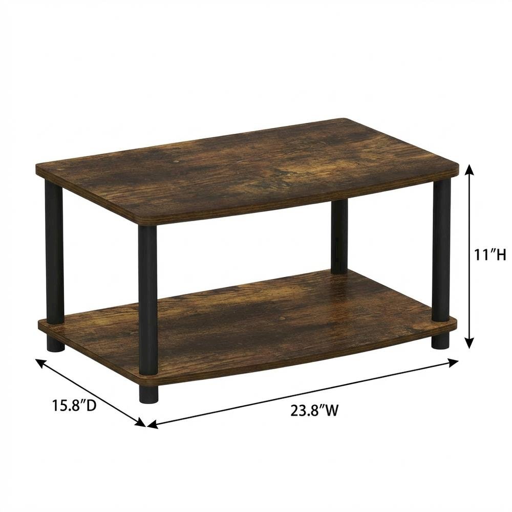 Wooden TV stand, Amber Pine, black finish, no tools required, 2-tier design. Picture 7