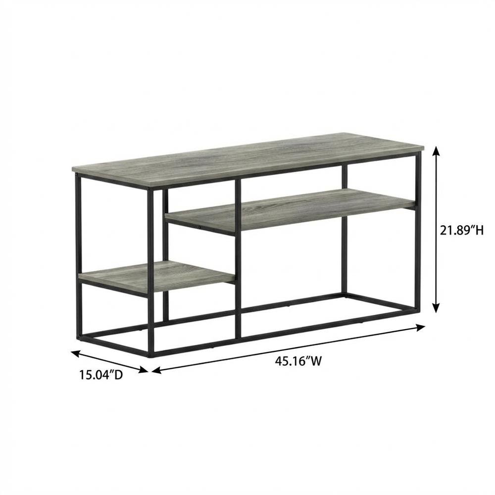 Modern TV Stand for 50 Inch TVs in French Oak Grey with Composite Wood Finish. Picture 7