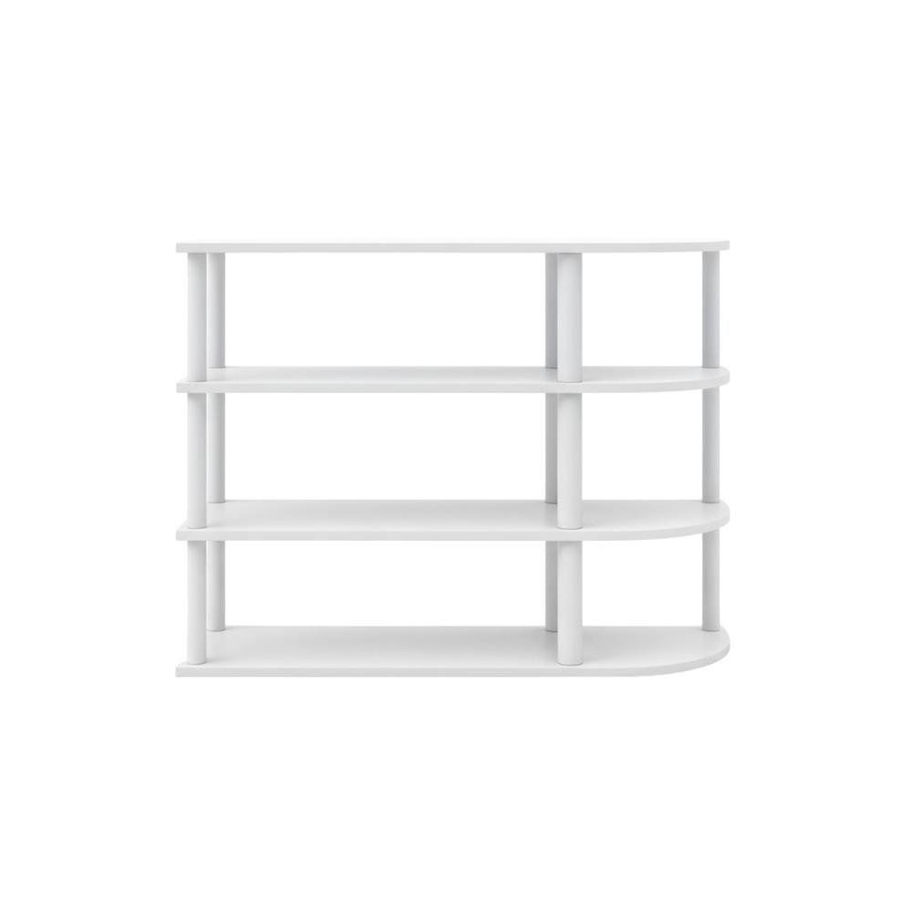 White Corner TV Stand with Solid Rubberwood and Walnut Veneers, Modern Design. Picture 4