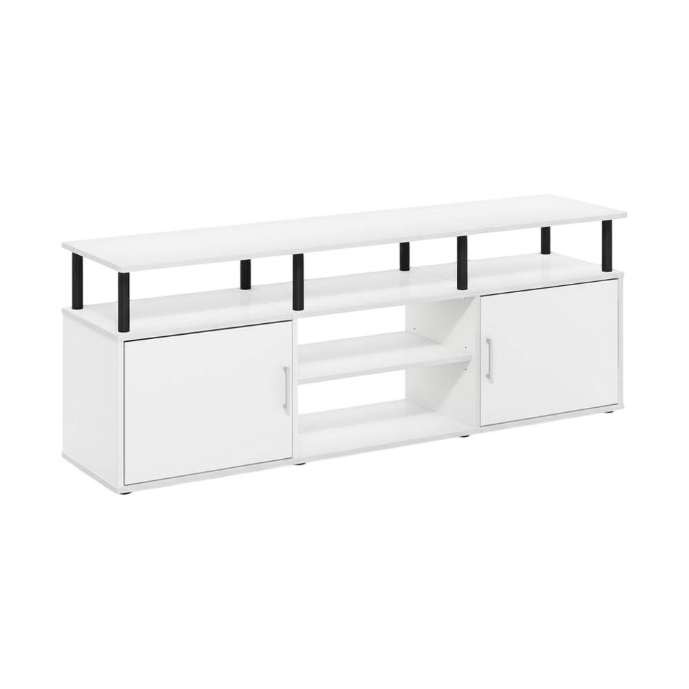 Wood TV Stand for 70 Inch Screens in White and Black with Modern Design. Picture 1