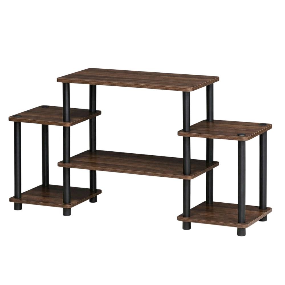 Dark Walnut Furinno No Tools Entertainment Center with Spacious Storage. Picture 1