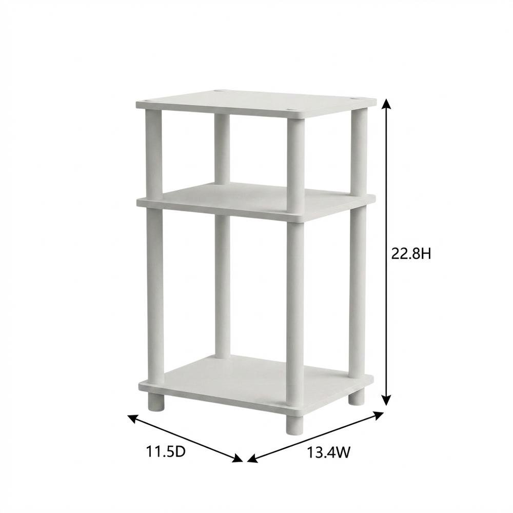 White 3-Tier End Table with Multi-level Storage and Modern Design. Picture 7