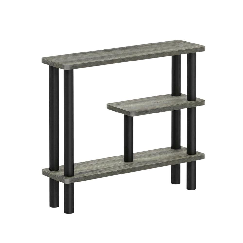 Gray Slim Entryway Storage Rack, Composite Wood, 4 Shelves, Wall-Side. Picture 4