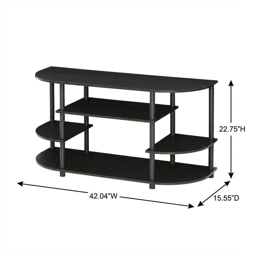 Black corner TV stand, simple design, composite wood, PVC construction. Picture 7