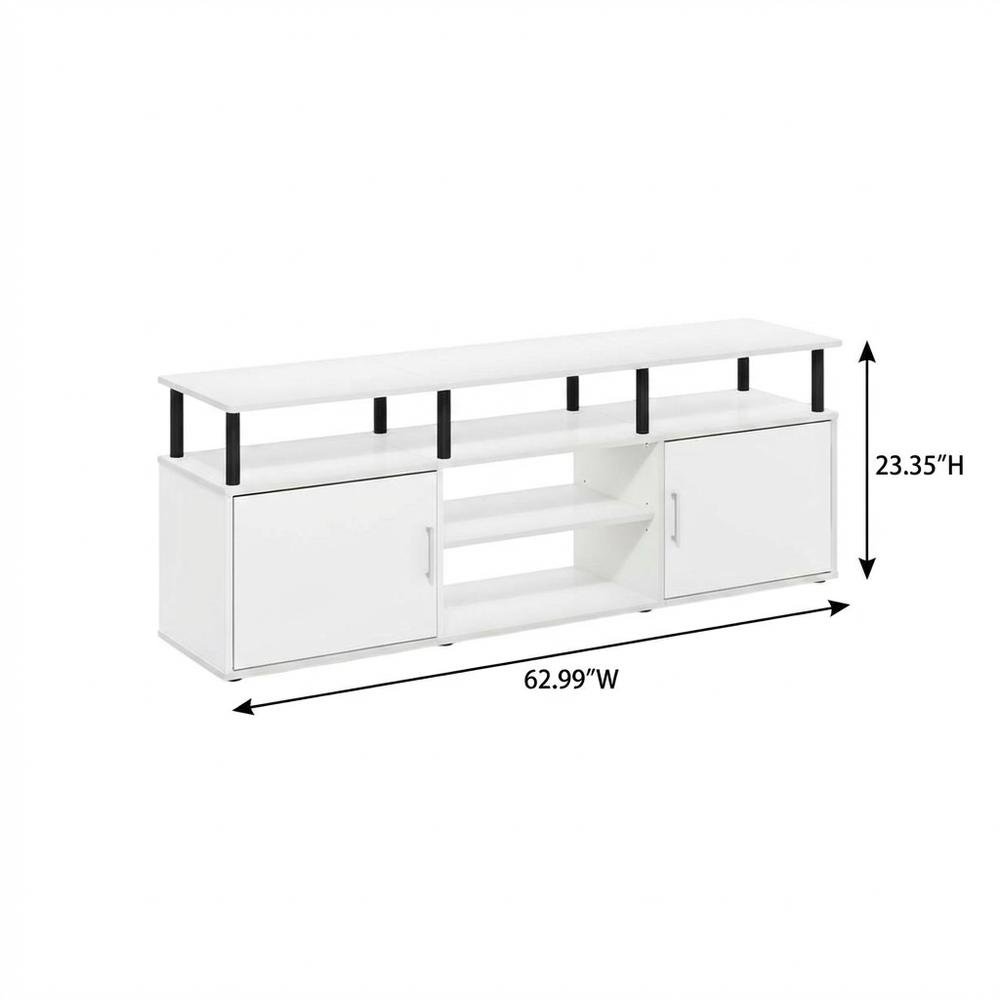 Wood TV Stand for 70 Inch Screens in White and Black with Modern Design. Picture 7