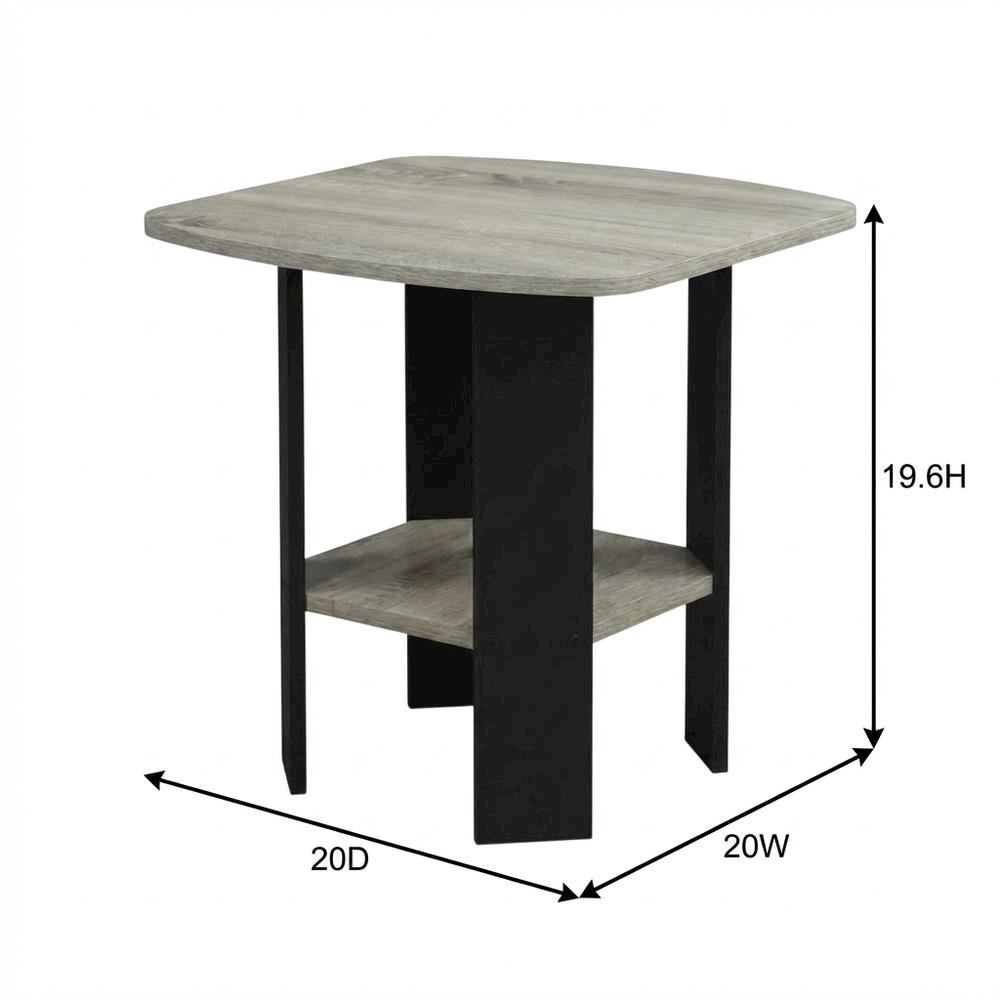 Grey Oak and Black Finish Side End Table for Living Room. Picture 7