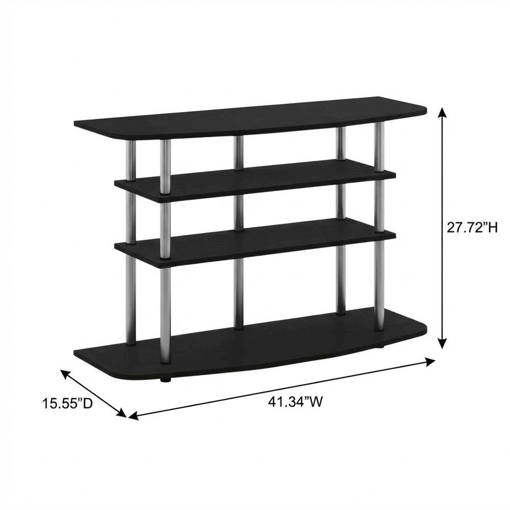 Black Wood TV Stand for up to 46-inch Screens with 4-Tier Storage. Picture 7