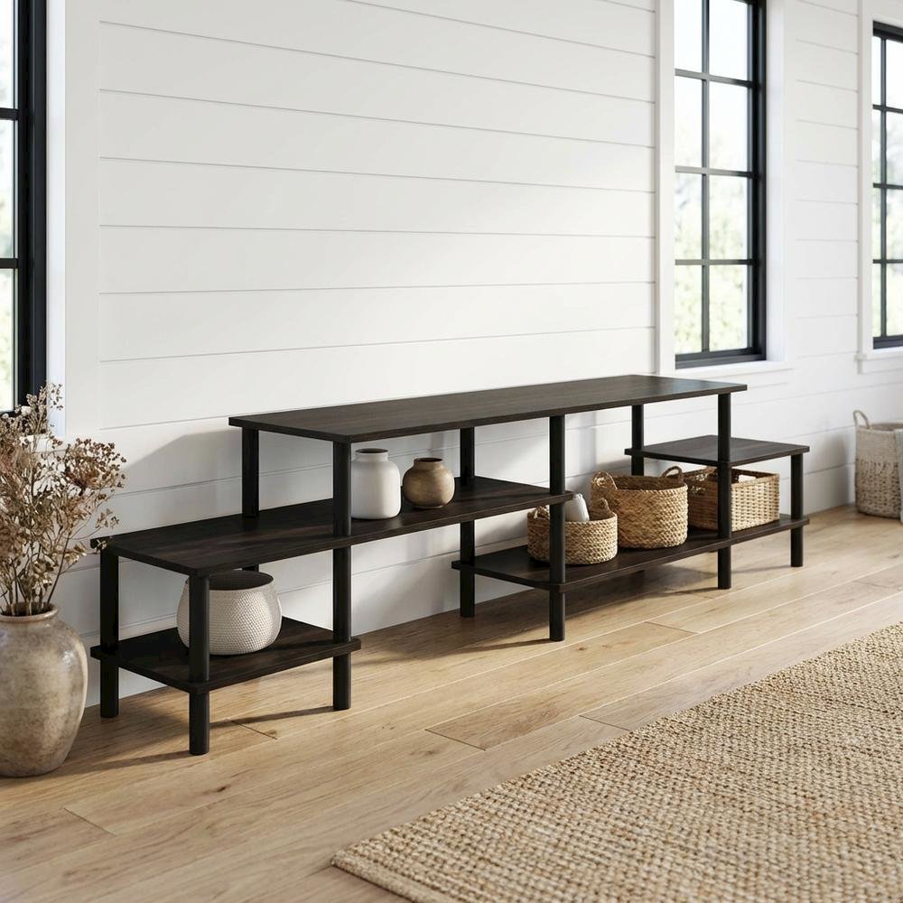Espresso Wooden Entertainment Center for TVs up to 80 Inches with Ample Storage. Picture 2