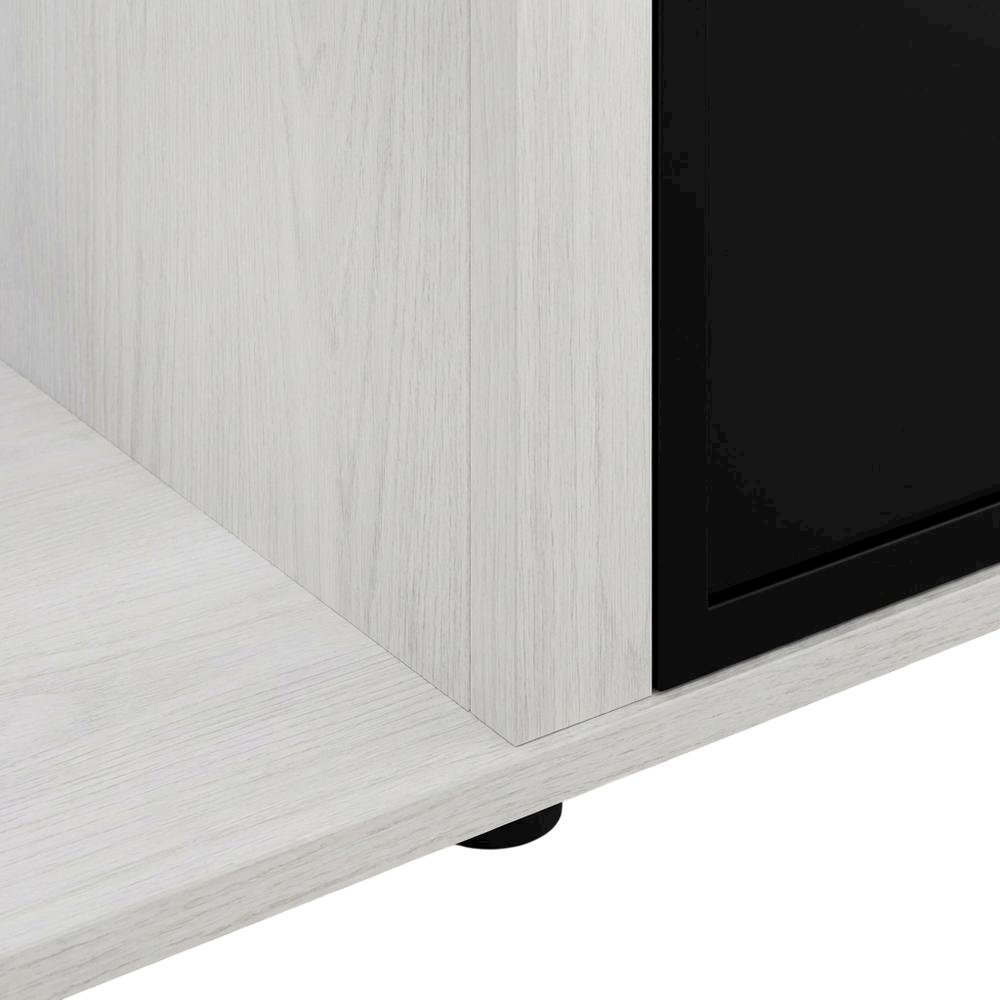 White Oak, Chrome Fireplace Entertainment Center, TVs up to 70 Inches. Picture 6