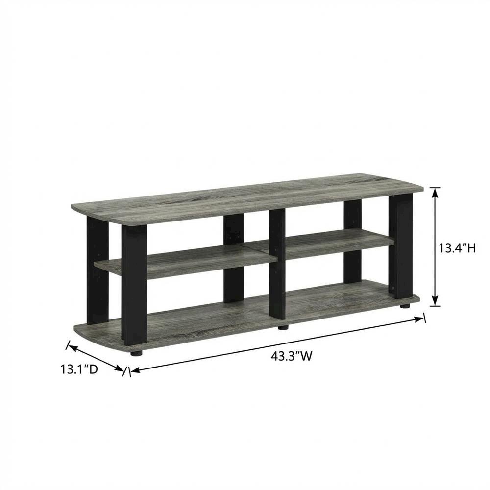 Black and French Oak TV Stand with Composite Wood Construction for Living Room. Picture 7