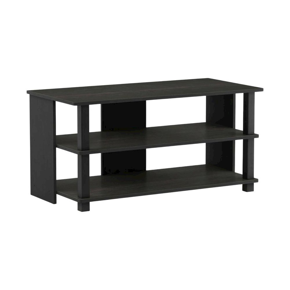 Wooden 3-Tier TV Stand in Espresso, Black, TVs up to 40 inches, ample storage. Picture 1