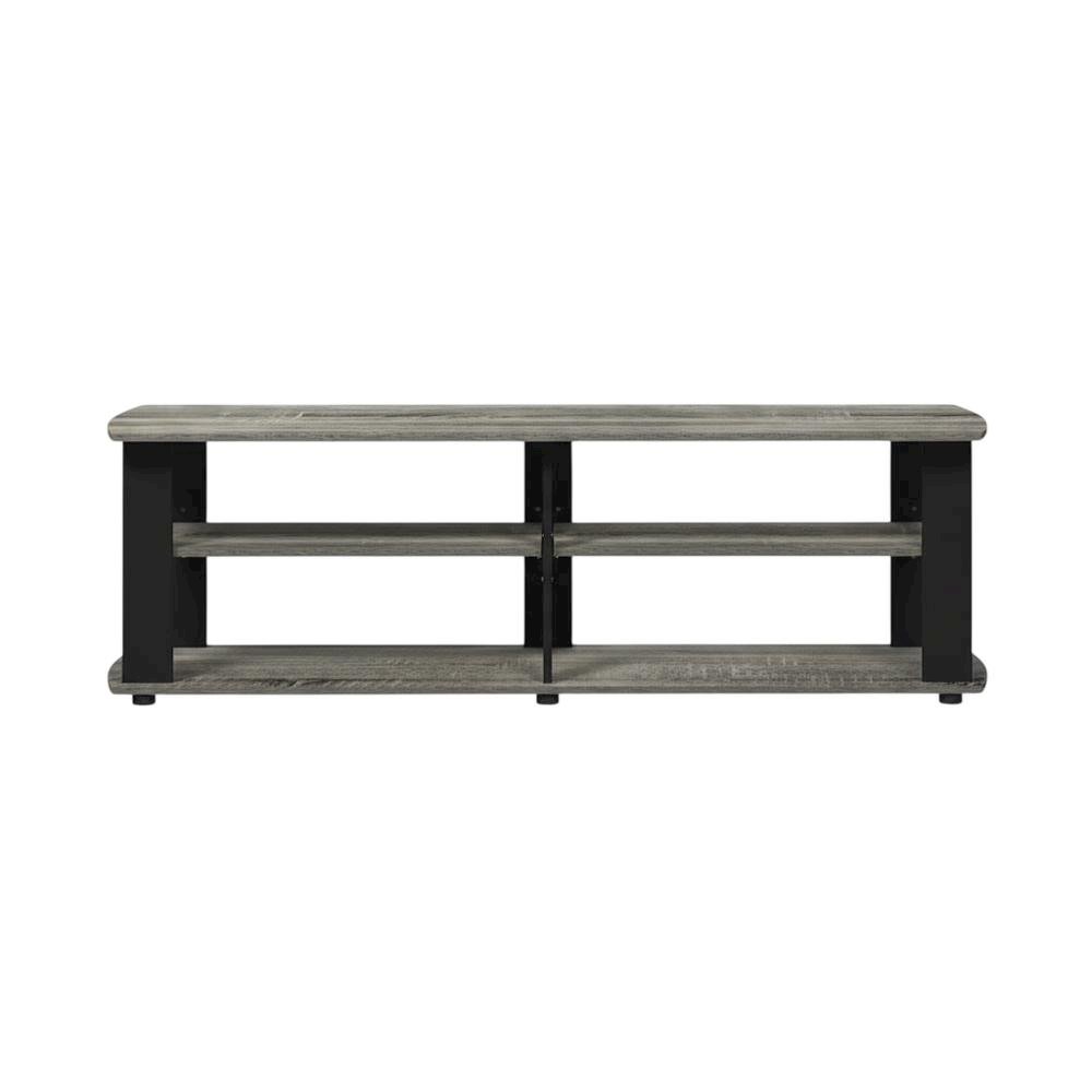 Black and French Oak TV Stand with Composite Wood Construction for Living Room. Picture 4