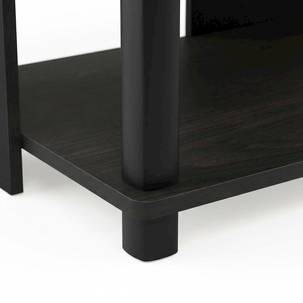 Wooden 3-Tier TV Stand in Espresso, Black, TVs up to 40 inches, ample storage. Picture 6