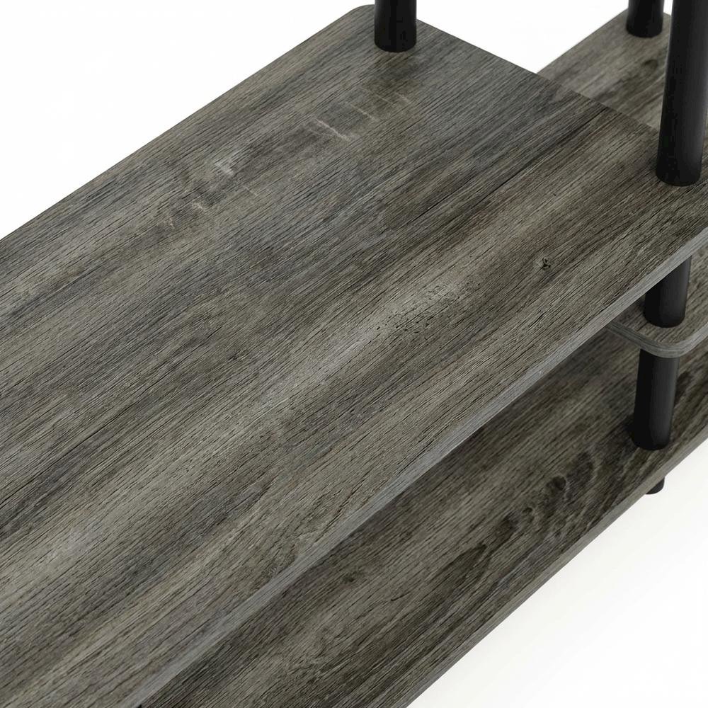 Modern Entertainment Center in French Oak Grey and Black with Spacious Storage. Picture 5
