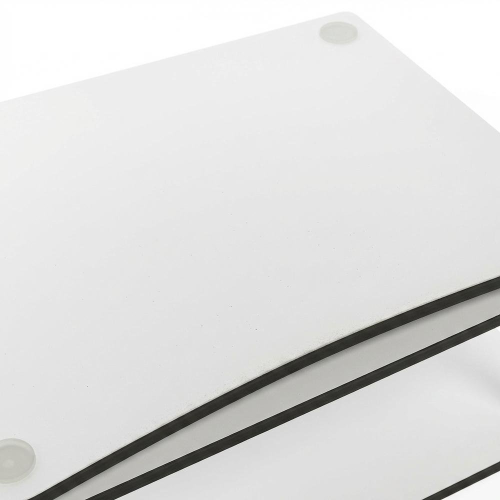 Modern white coffee table with open shelf, 2-tier design and sleek style. Picture 5