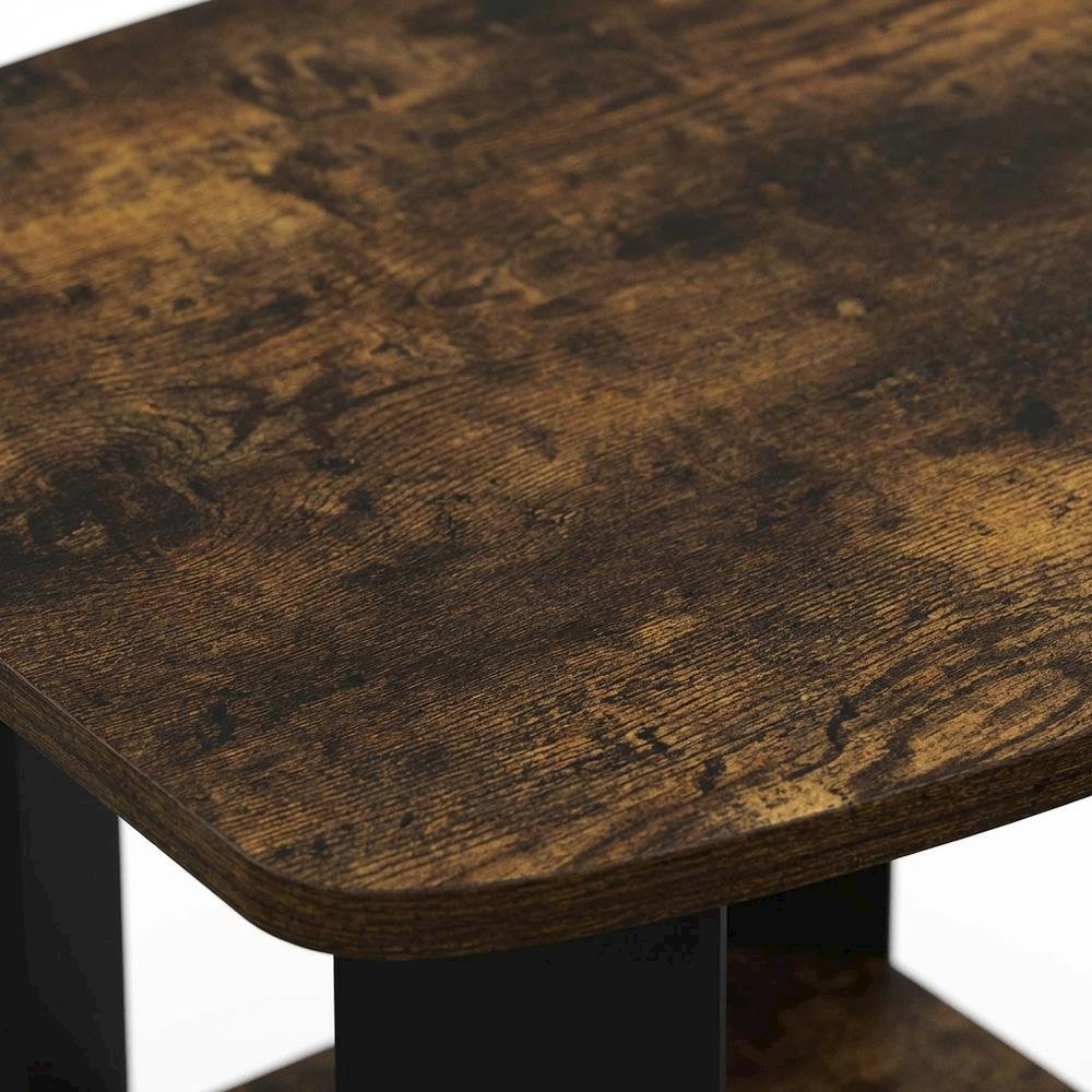 Amber Pine and Black Finish Accent End Table for Living Room. Picture 6