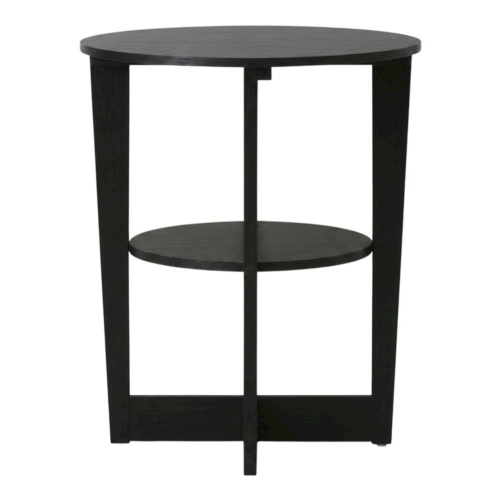 Walnut Round End Table with Sleek Modern Design for Living Room. Picture 4