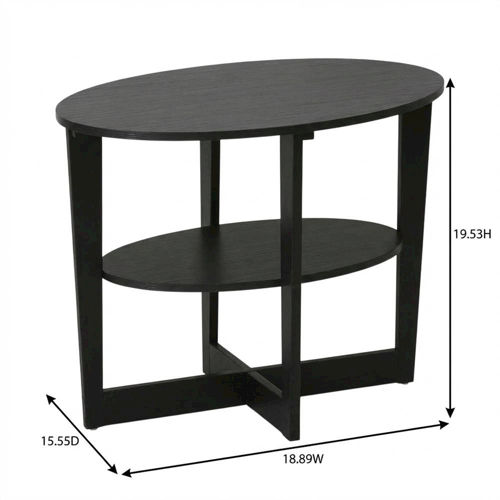 Walnut Round End Table with Sleek Modern Design for Living Room. Picture 7