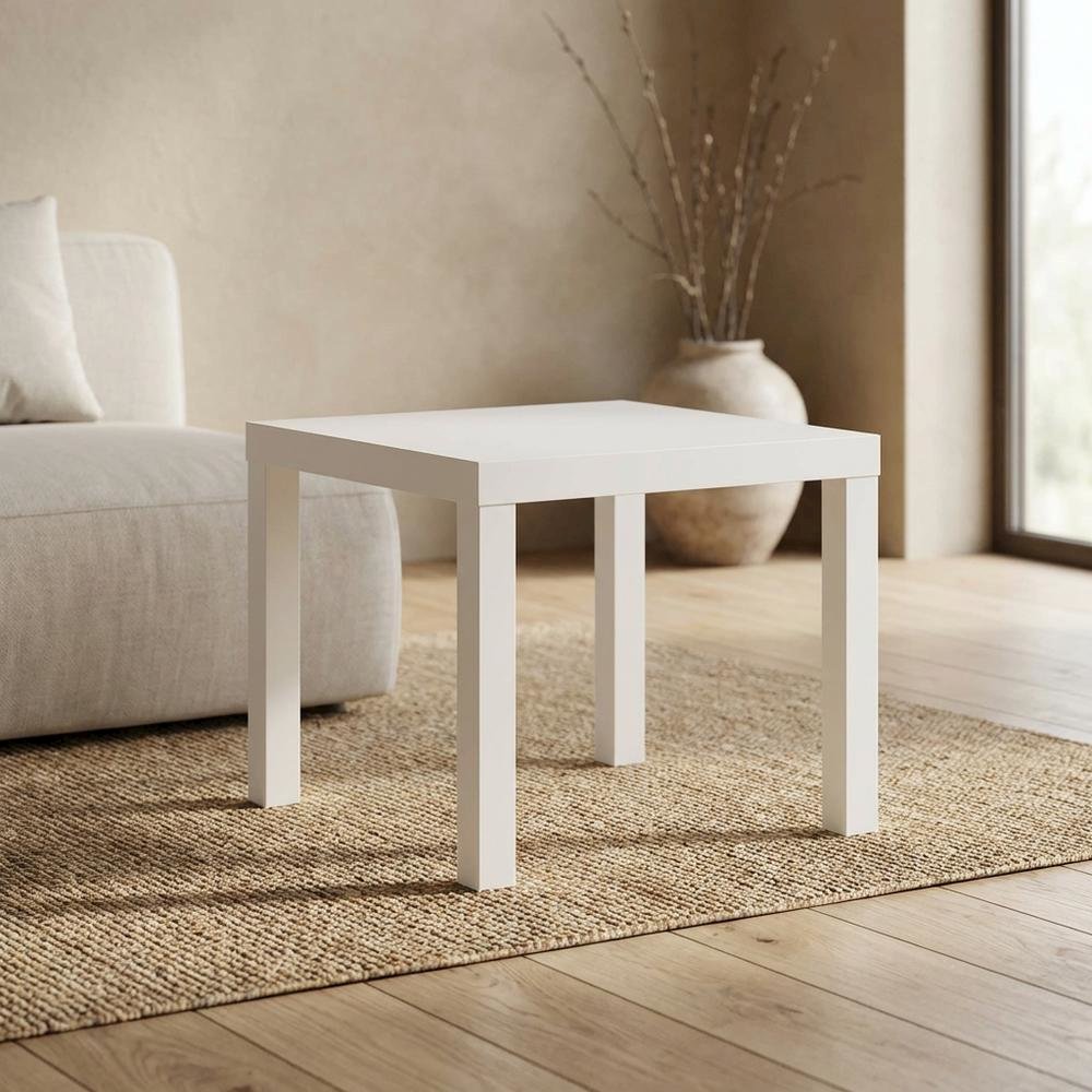White, Side Table, Quality Build, Durable Wood Frame. Picture 3