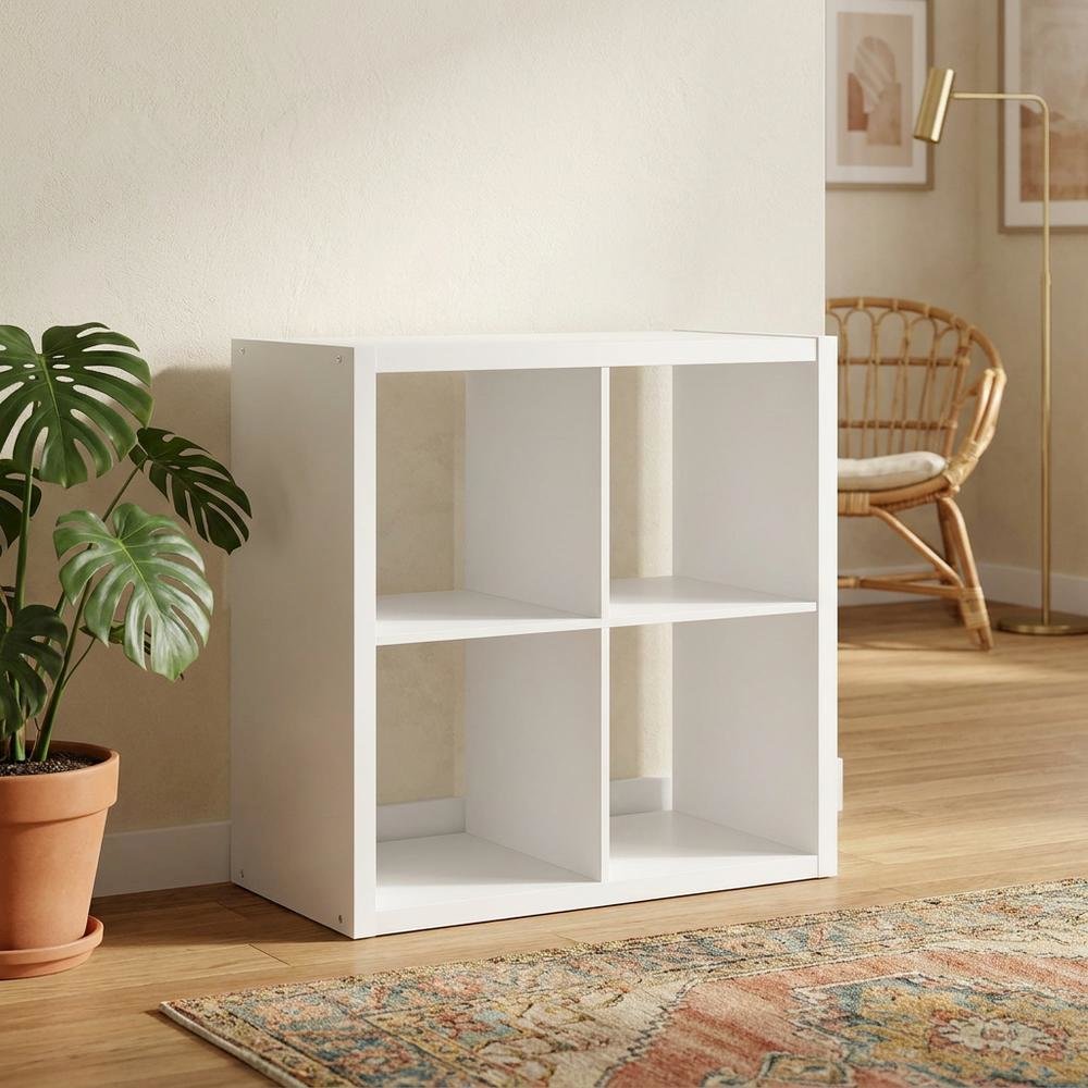White 4-Cube Open Storage Organizer, Modular Shelving Unit. Picture 2