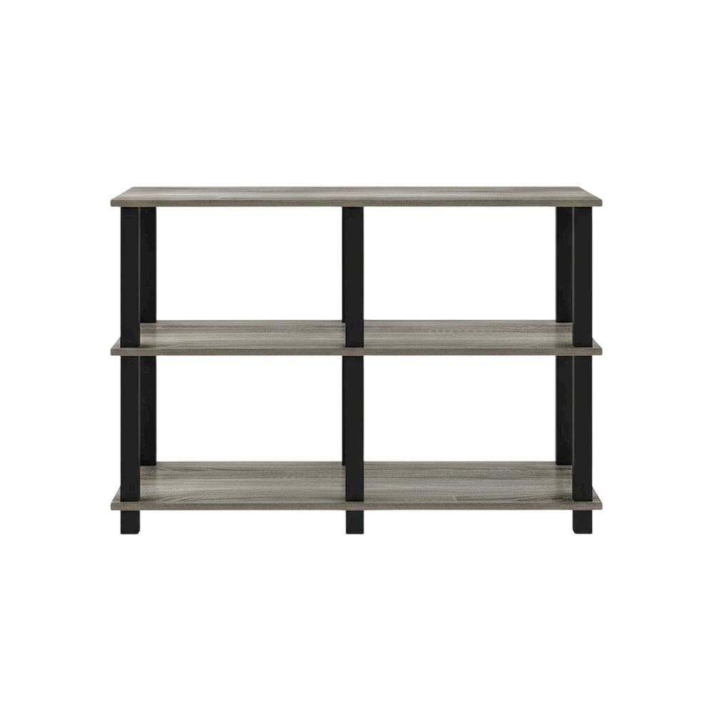 Wooden TV stand for up to 40 inch TVs with modern French Oak and black finish. Picture 4