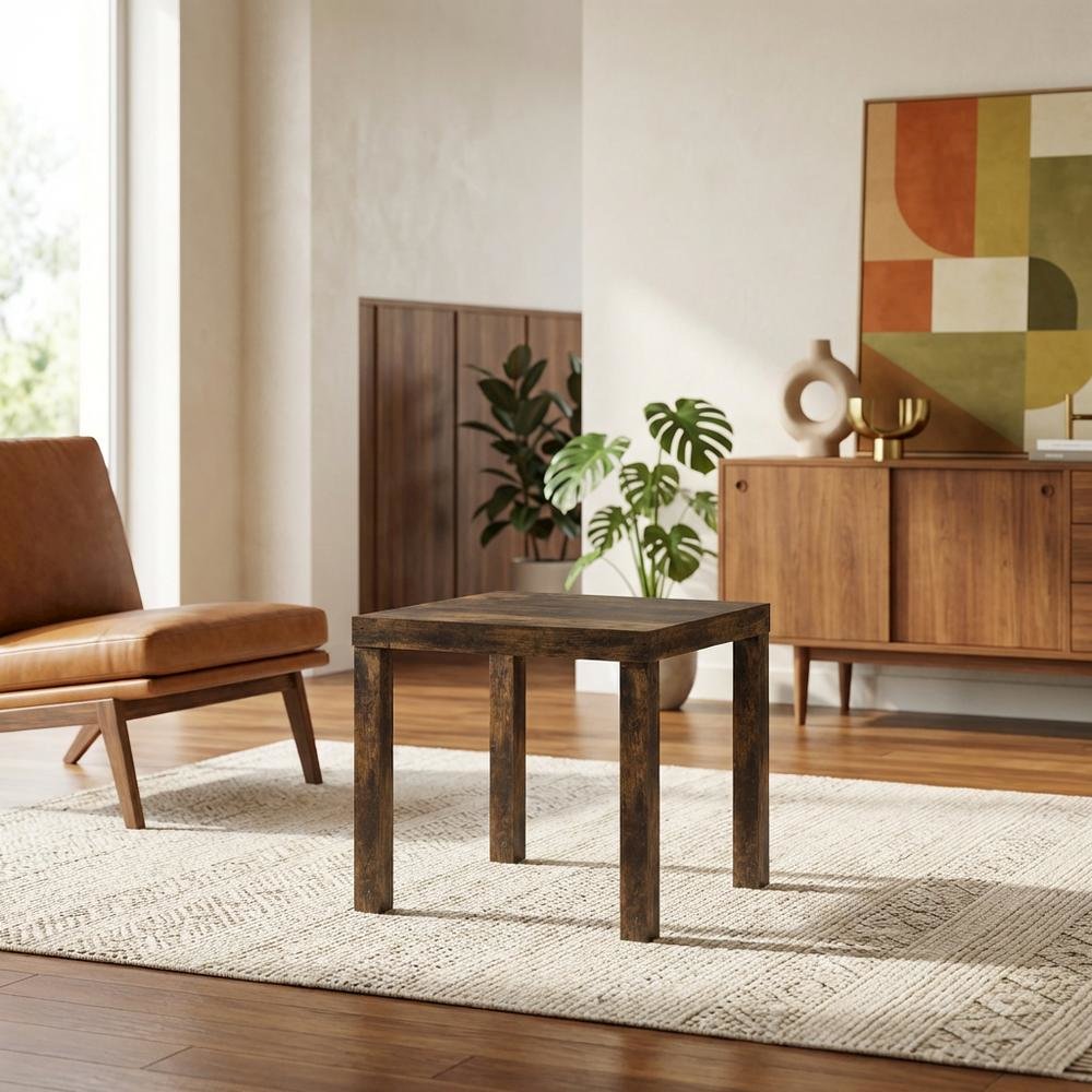 Square Side Table Set with Amber Pine Finish for Living Rooms. Picture 2