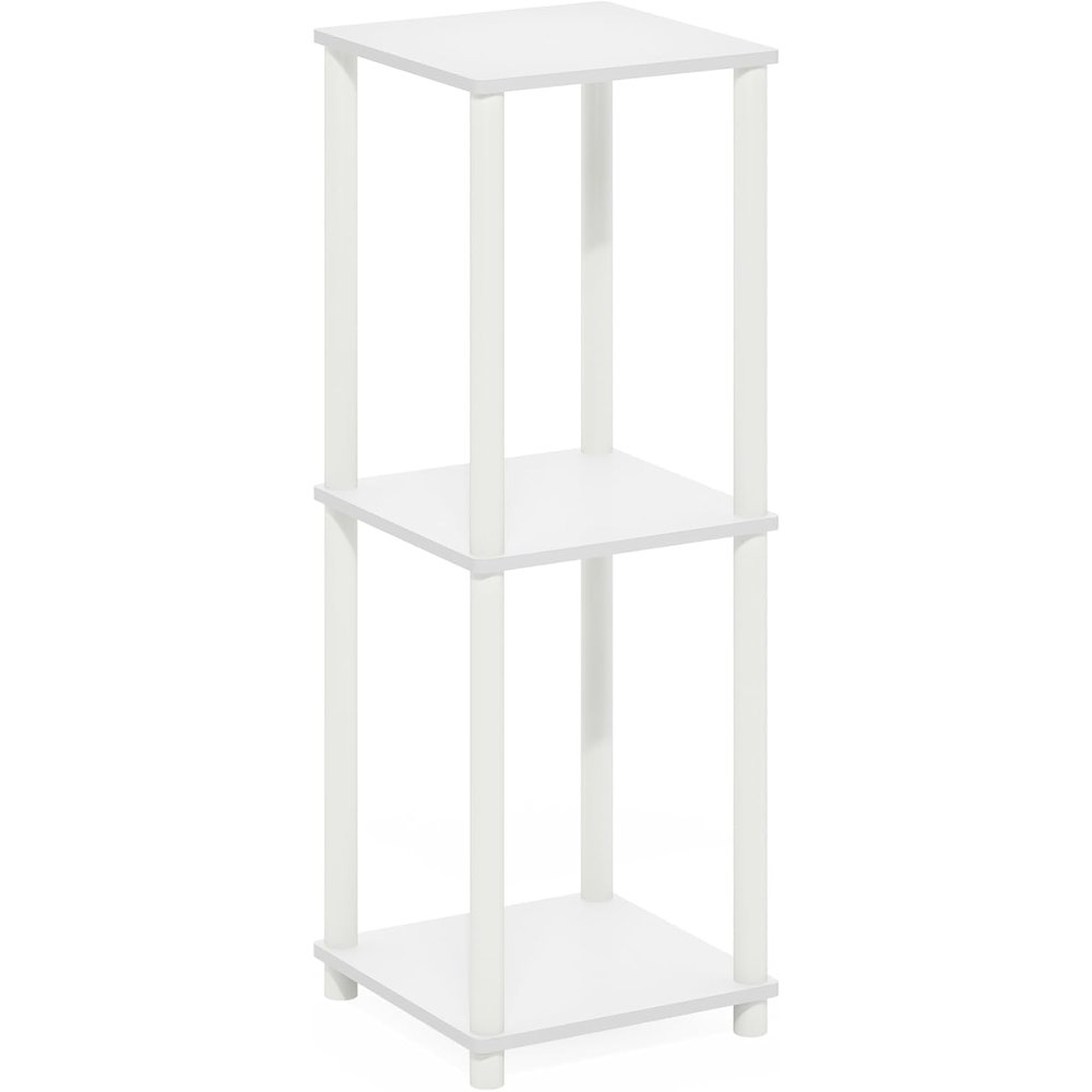 White Wooden End Tables Set of 2 with Storage Shelves for Living Room. Picture 5