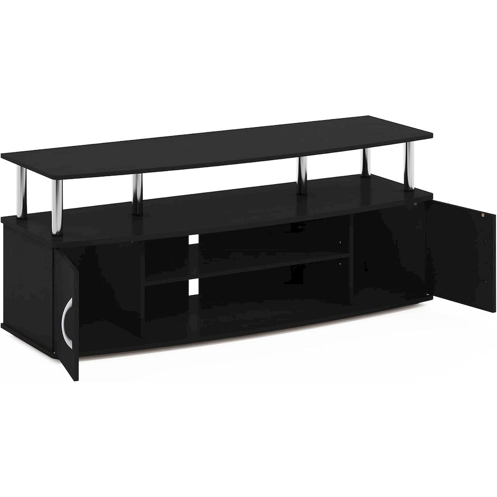Modern Black 55 Inch TV Console with Shelves and Cabinets for Storage. Picture 4