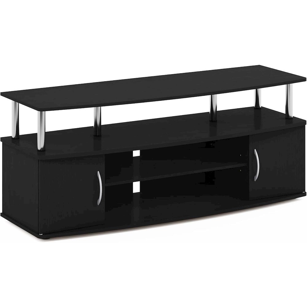 Modern Black 55 Inch TV Console with Shelves and Cabinets for Storage. Picture 1