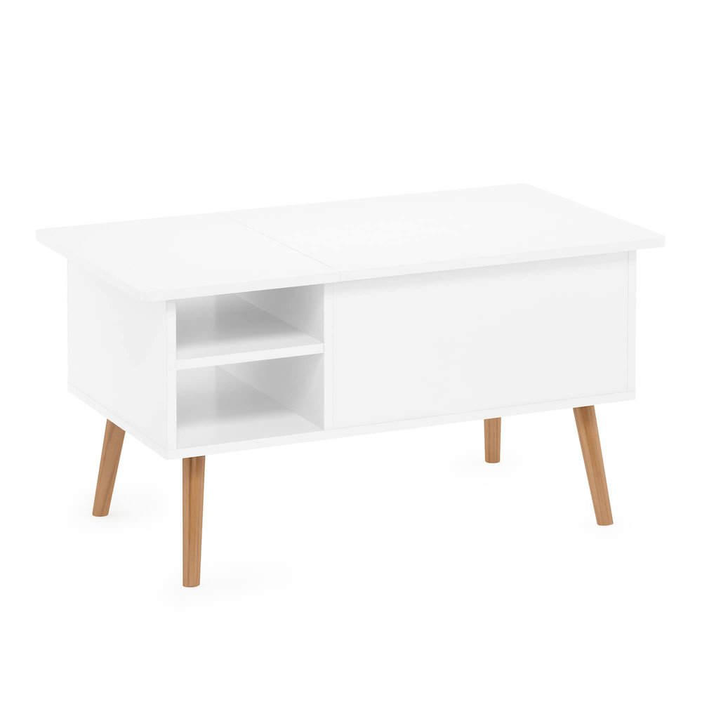Jensen Lift Top Coffee Table With Wooden Leg, Solid White. Picture 1