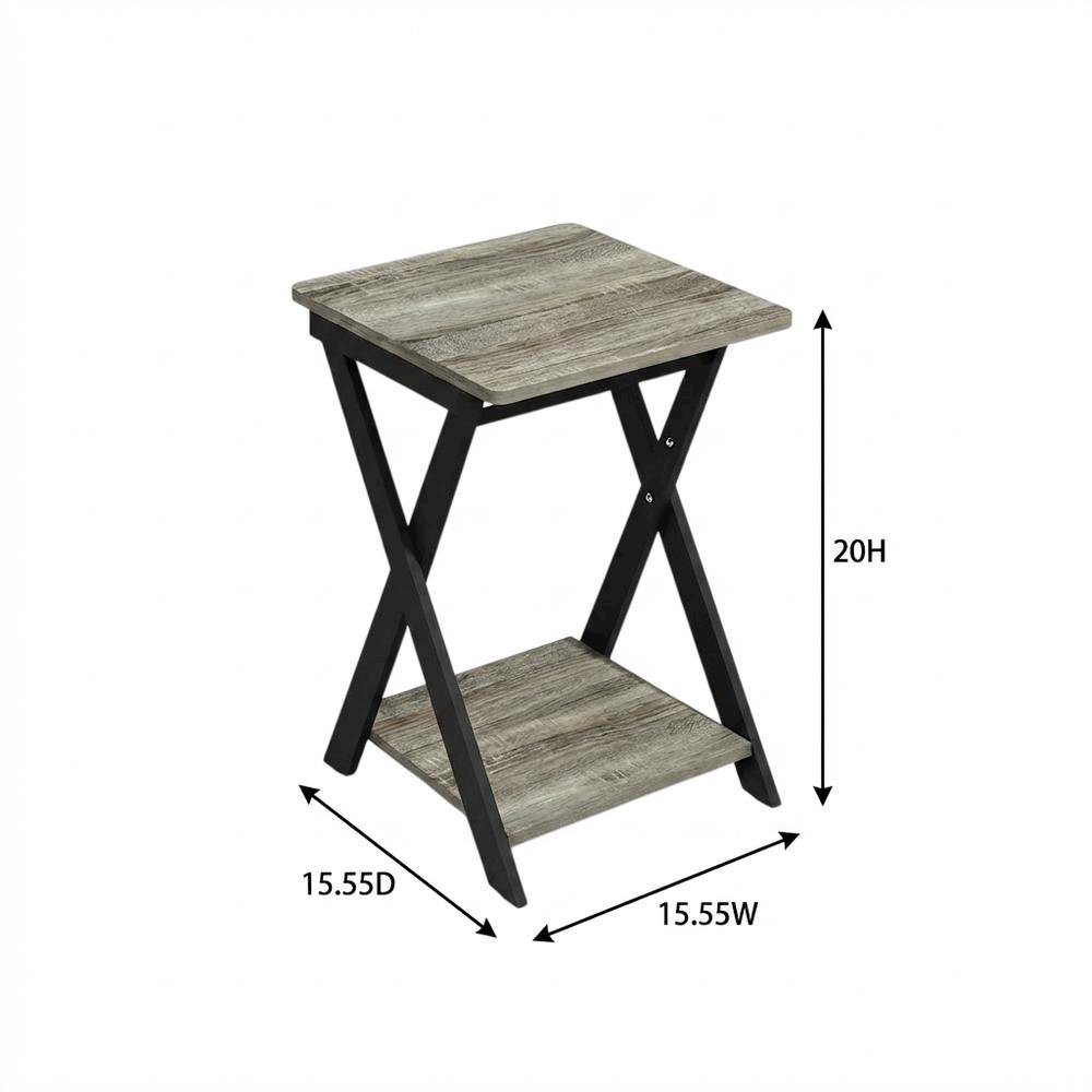 Grey Oak and Black Finish End Table with Modern Design. Picture 7