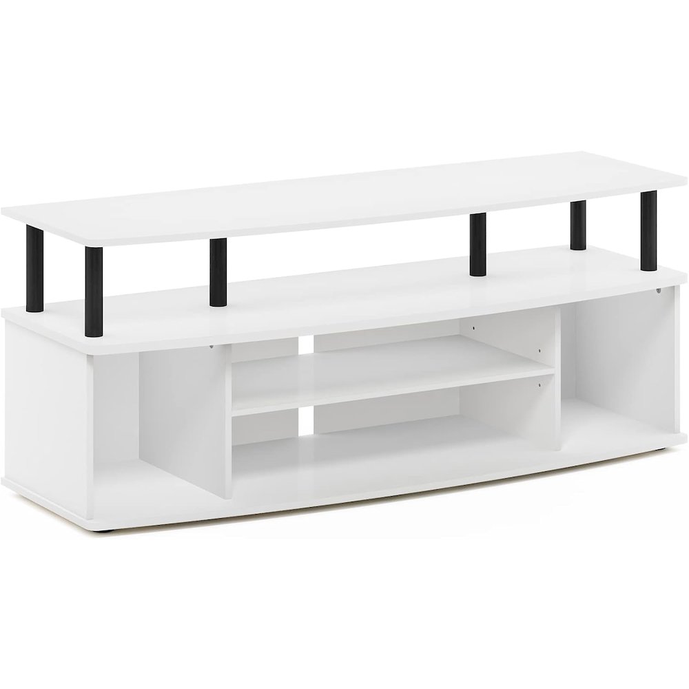 White 55 Inch TV Stand with 3 Shelves and 2 Cabinets Modern TV Console. Picture 1