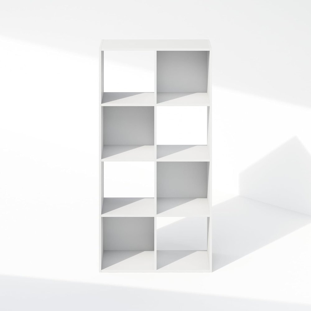 White Engineered Wood 8 Cube Storage Organizer with Open Back Shelves. Picture 6