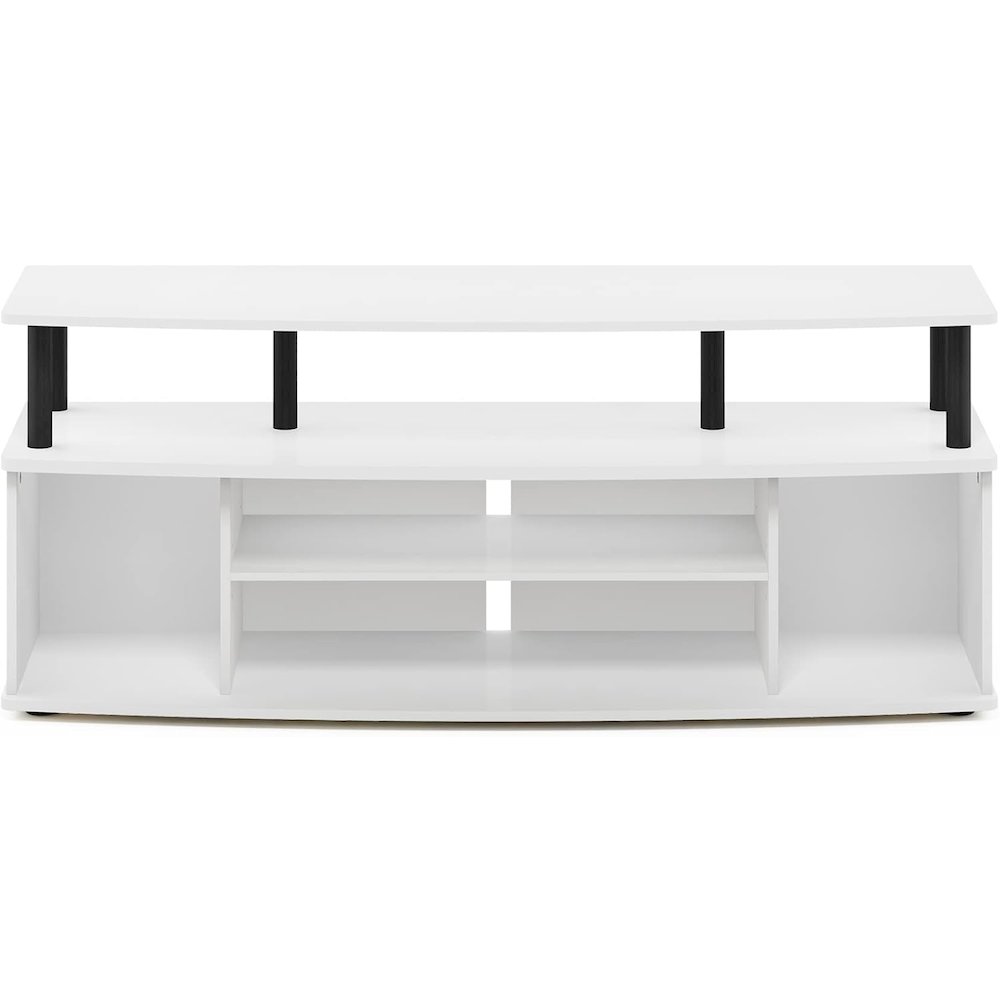 White 55 Inch TV Stand with 3 Shelves and 2 Cabinets Modern TV Console. Picture 4