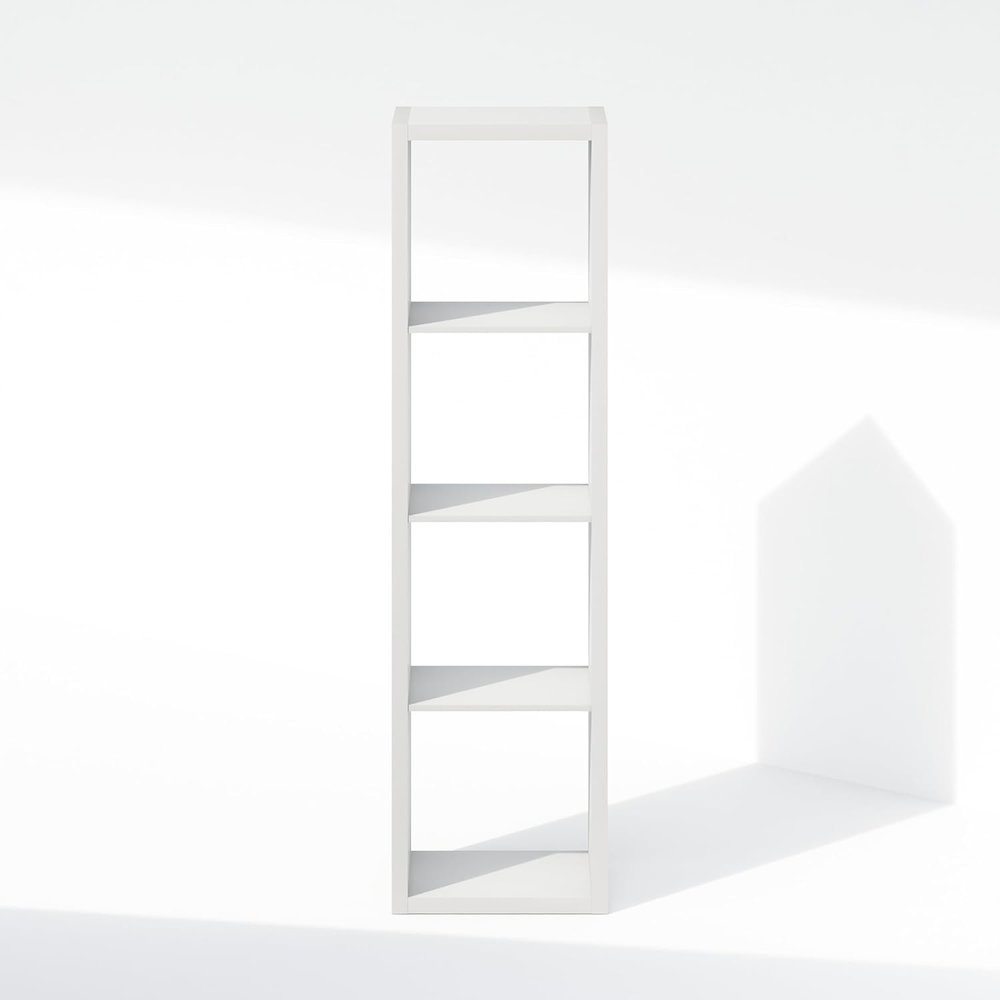 White Wood 4 Cube Storage Organizer with Open Back Vertical Cube Storage. Picture 5