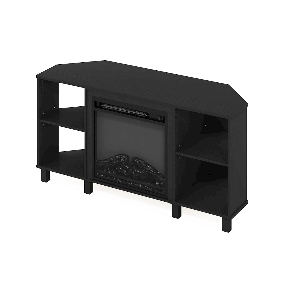 Furinno Jensen Corner Fireplce TV Stand with Metal Leg for TV up to 55 Inches, Americano. Picture 5