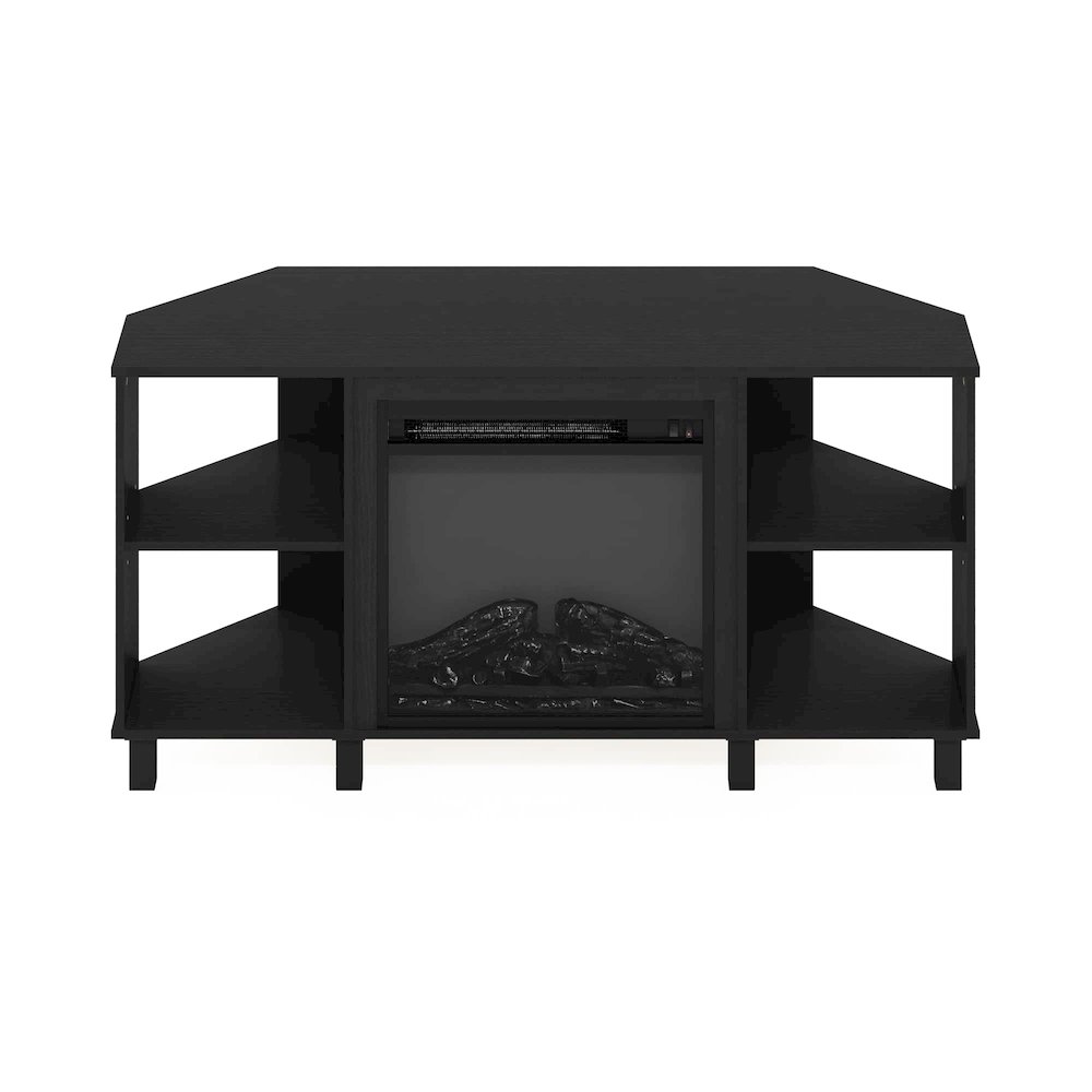 Furinno Jensen Corner Fireplce TV Stand with Metal Leg for TV up to 55 Inches, Americano. Picture 6