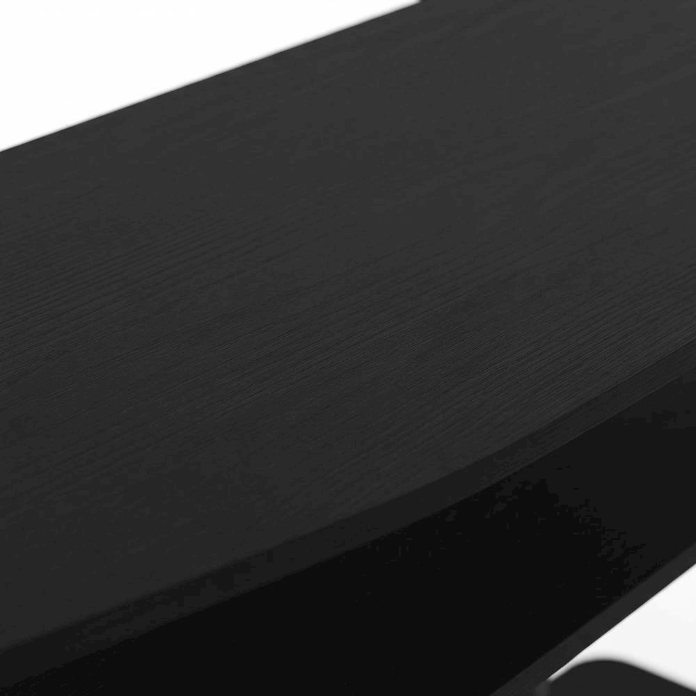 Wood TV stand in black oak finish, 3-tier open shelves, living room storage. Picture 5
