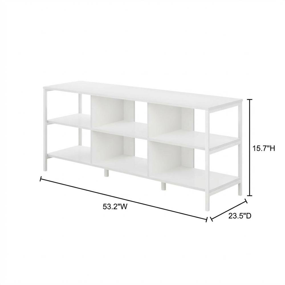 Modern TV stand, up to 60-inch TVs, metal, wood construction, clean white finish. Picture 7