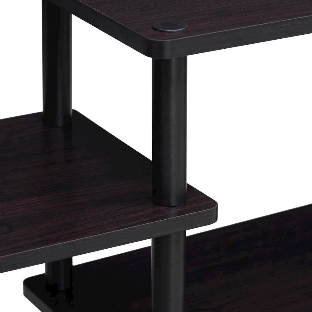 Dark Walnut Furinno No Tools Entertainment Center with Spacious Storage. Picture 6