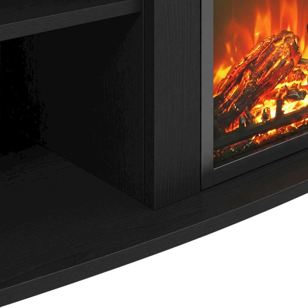 Brown open shelving entertainment center, ample TV storage, up to 55 inches. Picture 6